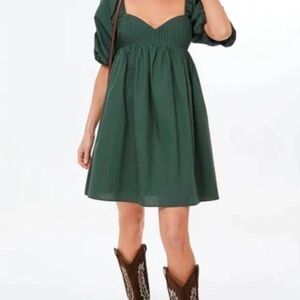 Hyacinth House by Tuckernuck Emerald Green Puff Sleeve Sasha Mini Dress Medium